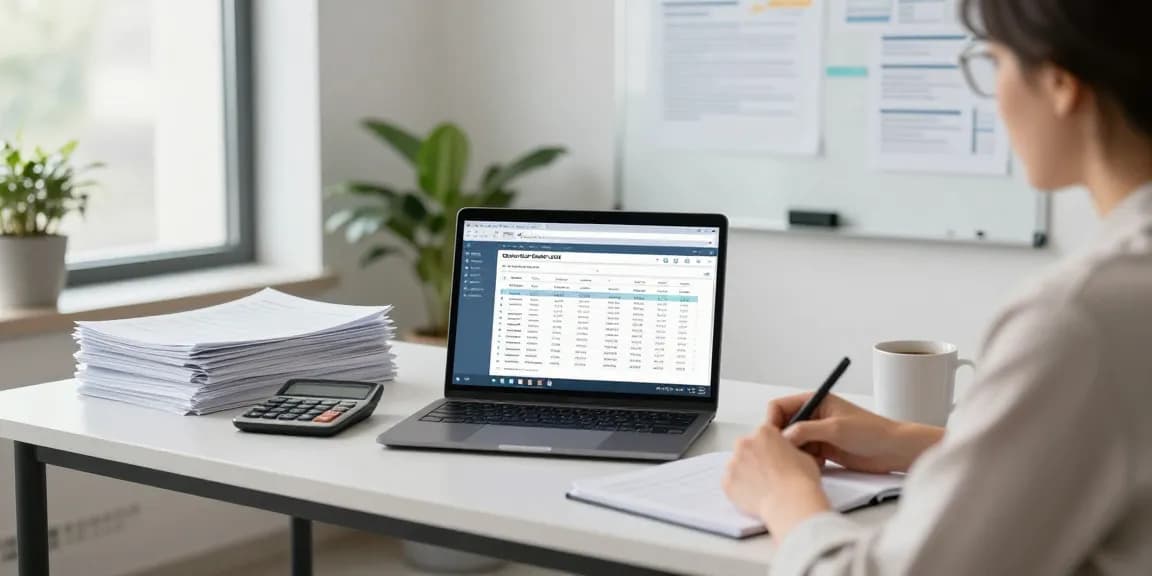 Accountant using the quebec sales tax calculator 2026 in a modern office setting to streamline tax calculations.