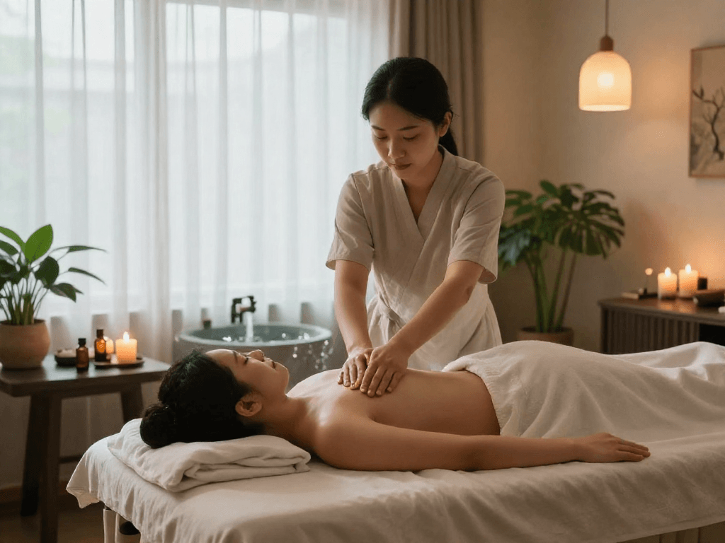 Serene massage therapy session showcasing 파주출장안마 experience in a relaxing environment.