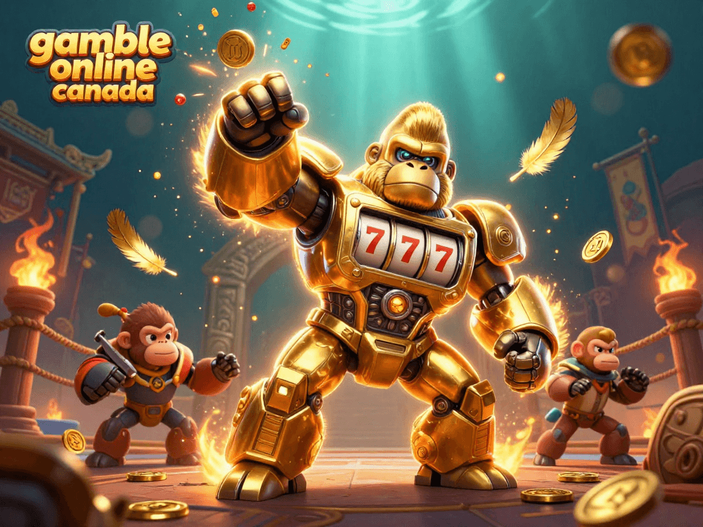 Engage with the vibrant scene of gamble online canada featuring lively 3D characters and casino elements.
