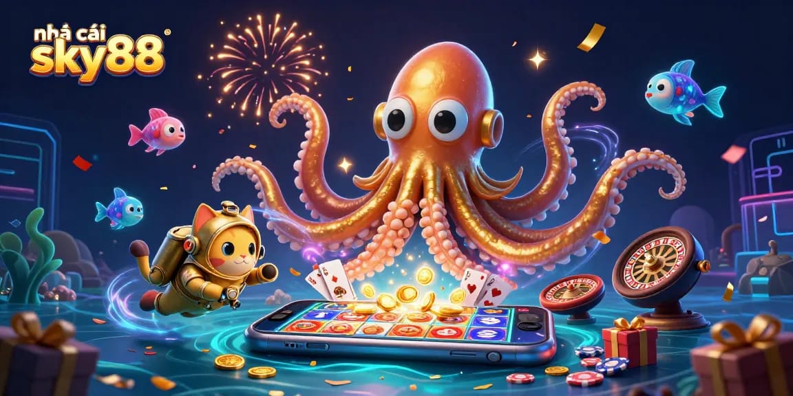 Experience thrilling games at nhà cái sky88 with vibrant casino elements and futuristic designs.