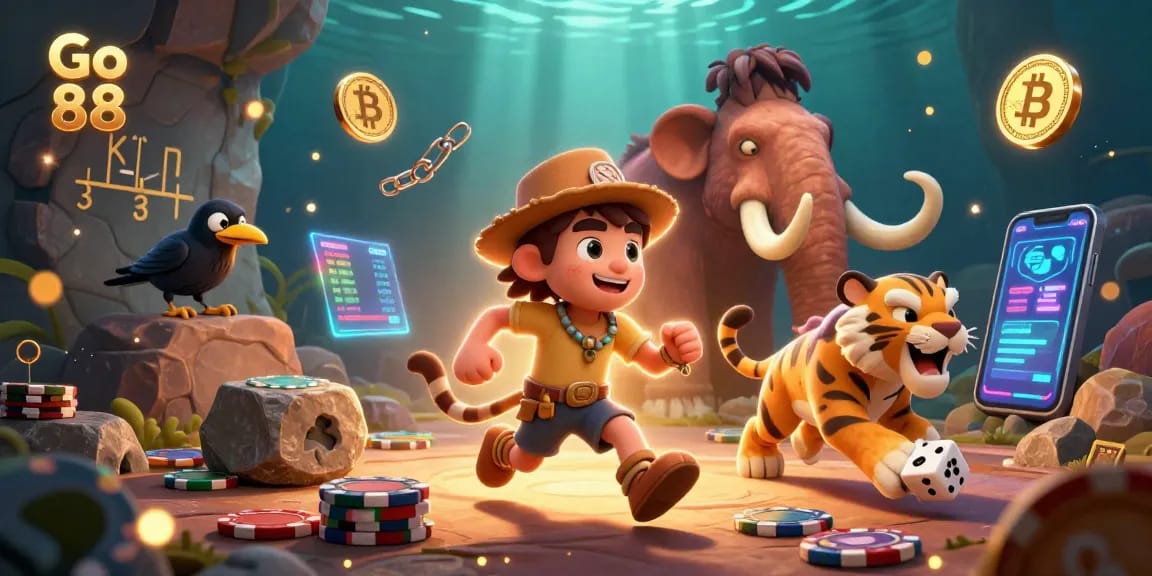 Engage in gaming excitement with Go 88's prehistoric casino featuring unique characters and dynamic elements.