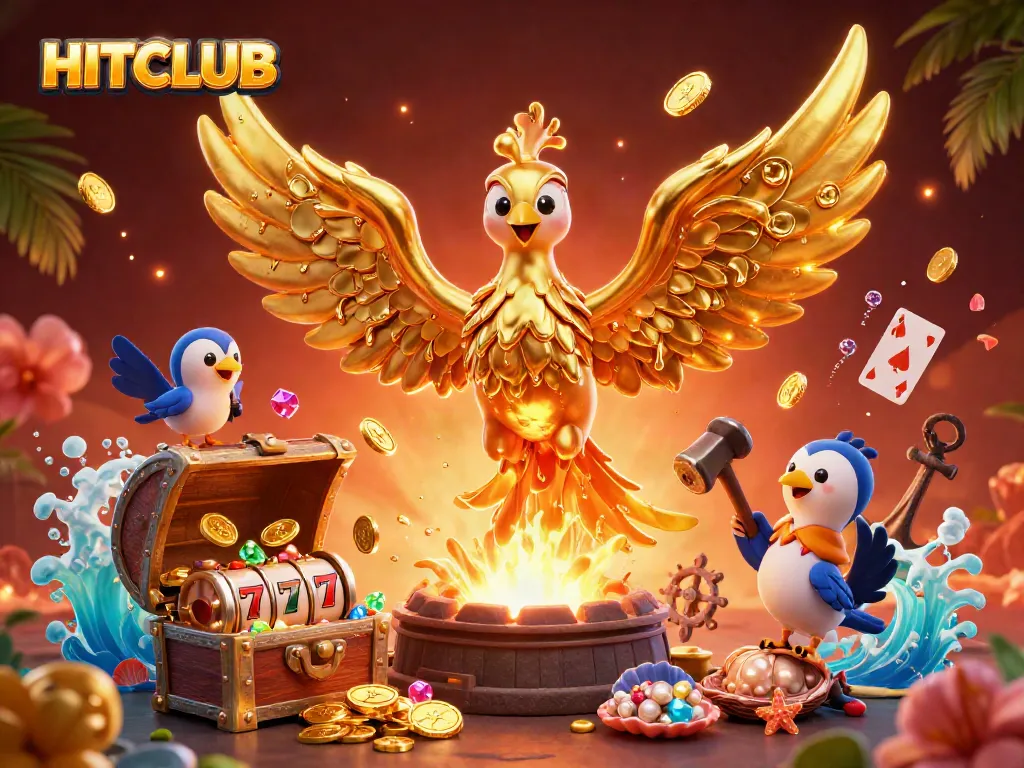 Experience the thrill of HITCLUB with gold-drenched scenes of casino excitement.