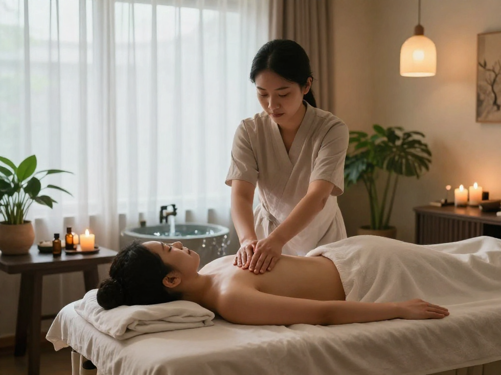 Serene massage therapy session showcasing 파주출장안마 experience in a relaxing environment.