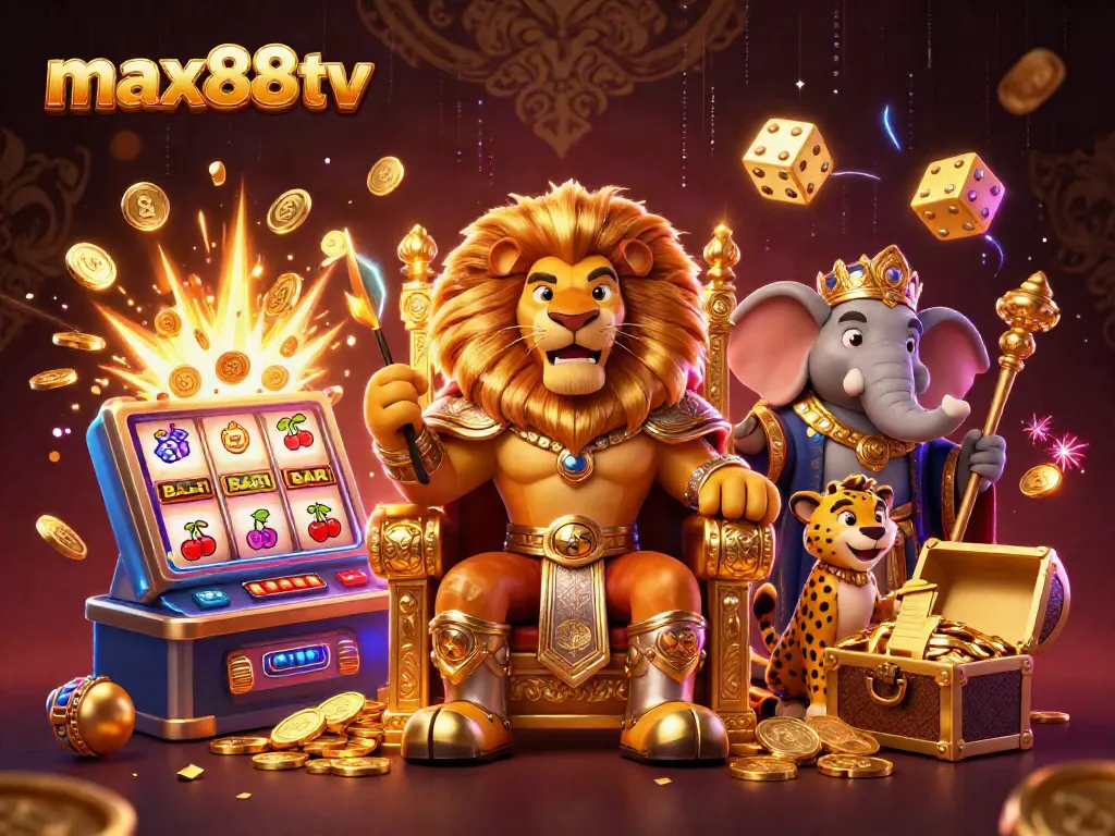 Experience a thrilling jackpot explosion with max88tv's captivating casino scene featuring iconic characters and vibrant game elements.