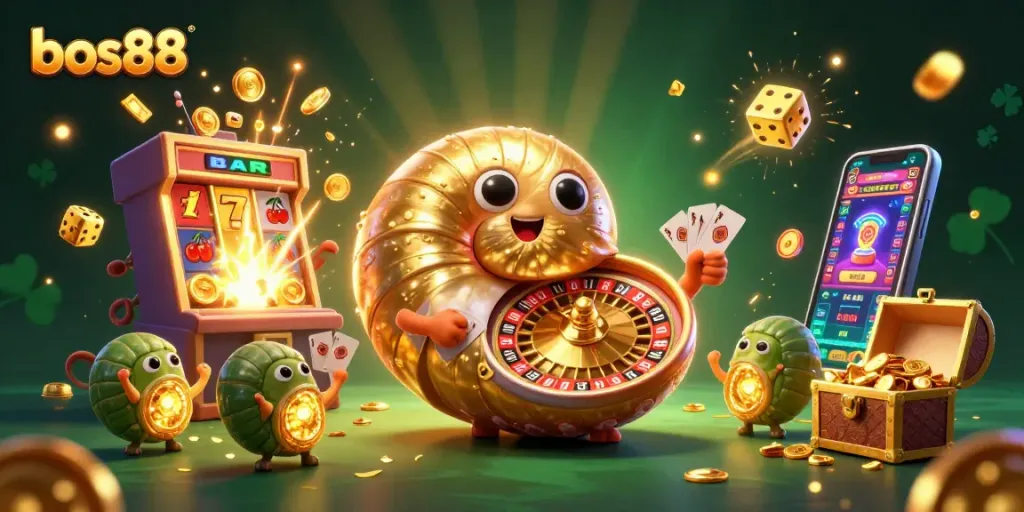 Experience the excitement of bos88 with a vibrant casino scene full of dynamic game elements.