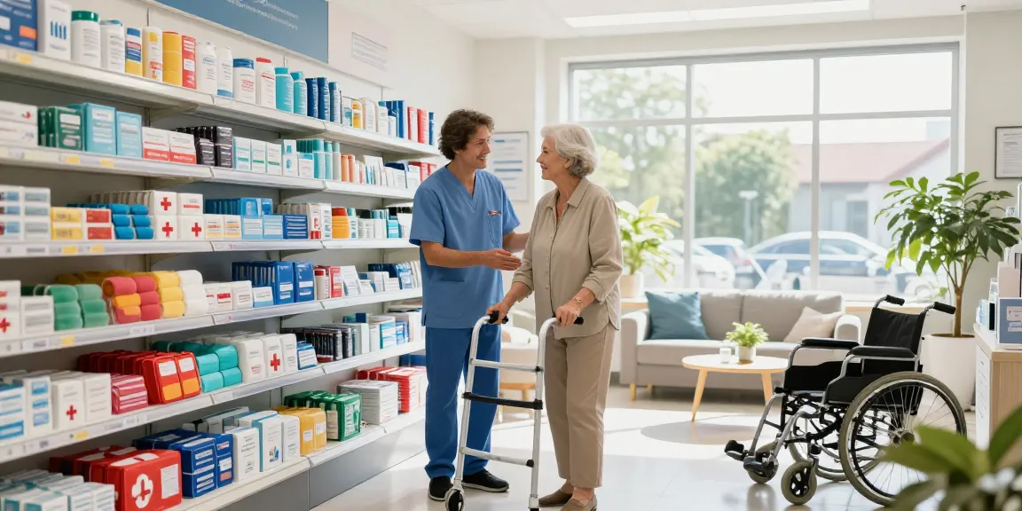 Welcoming medical supply store featuring mobility aids and friendly service, showcasing healthcare products.