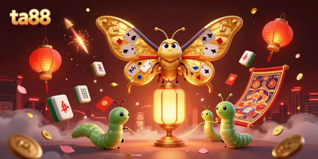 Join the excitement at ta88 with vibrant casino themes featuring a golden atlas moth and dynamic game elements.