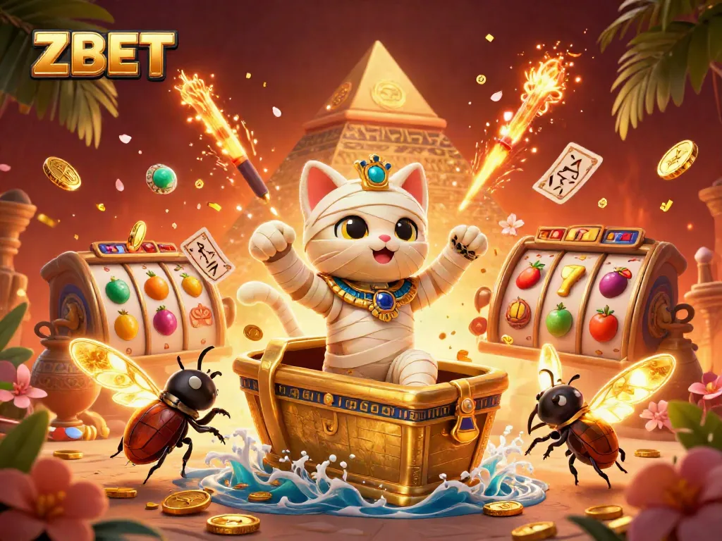Engage in thrilling gameplay with ZBET featuring a dynamic scene with vibrant slot reels and gold coins.