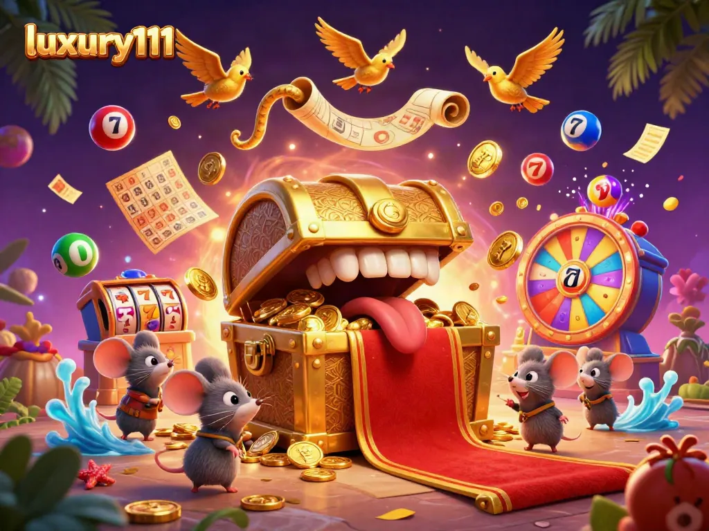 Engage in thrilling gambling adventures with luxury111's vibrant slot game illustrations and dynamic lottery features.