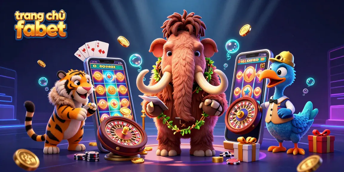 Experience the vibrant scene of trang chủ fabet with a mammoth bouncer at a casino entrance, surrounded by gaming elements.