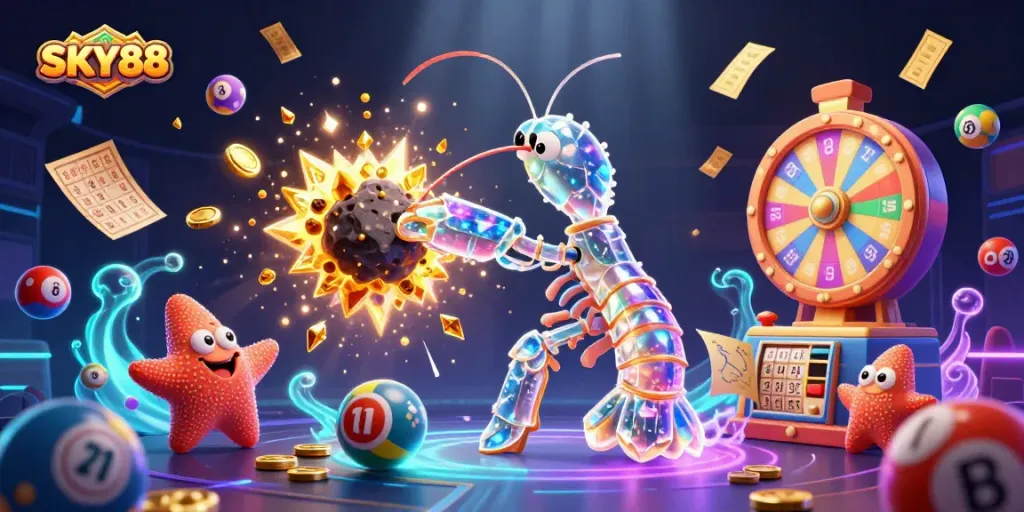 Experience SKY88's thrilling casino adventure with vibrant symbols and dynamic gambling elements.