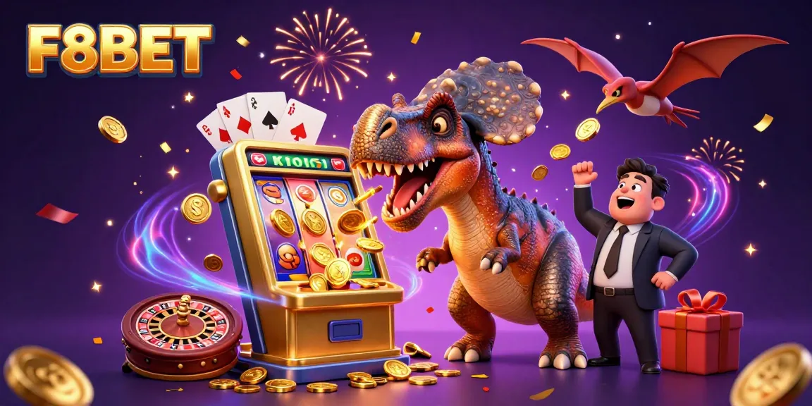 F8BET pachycephalosaurus wins the jackpot at a lively casino scene of action and excitement.