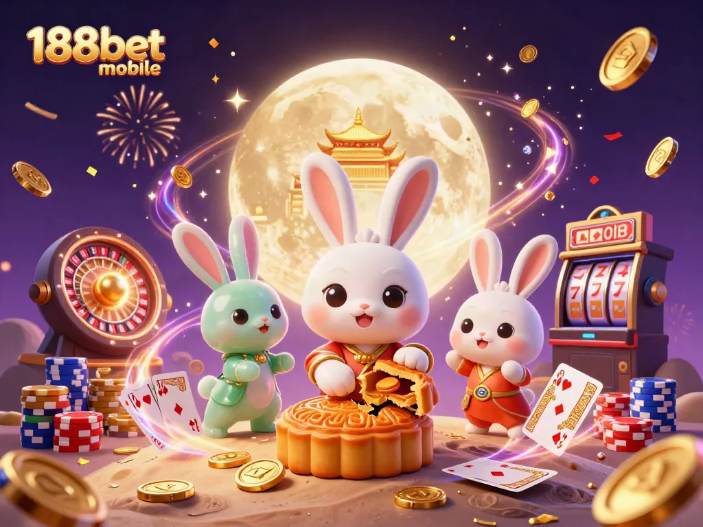 Engage with the vibrant 188bet mobile experience through a festive casino-themed illustration.