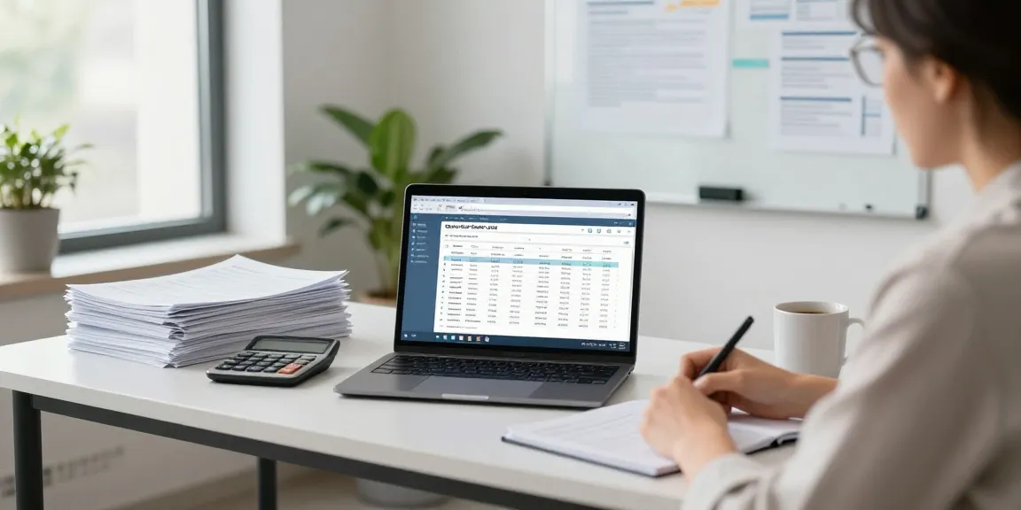 Accountant using the quebec sales tax calculator 2026 in a modern office setting to streamline tax calculations.