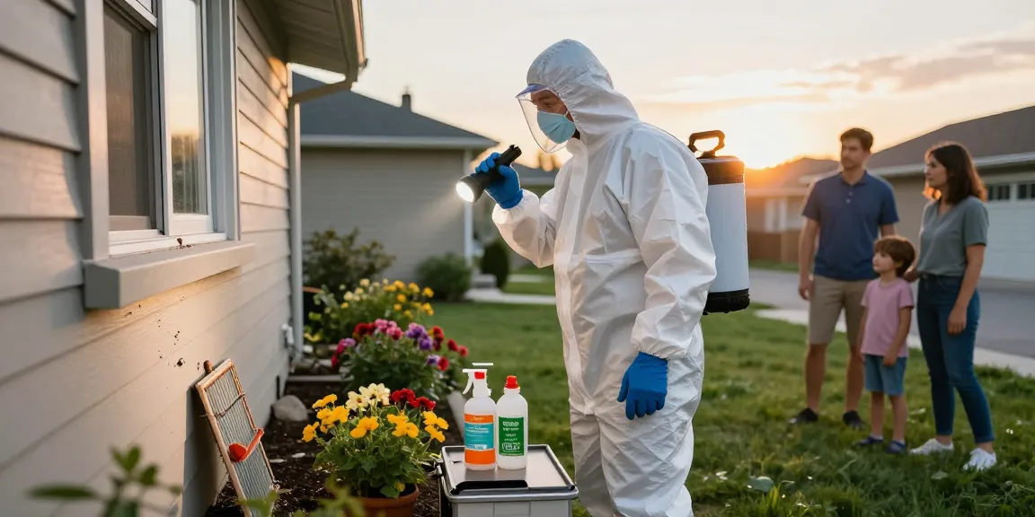 Calgary pest control technician inspecting a home for pests, ensuring a safe environment.