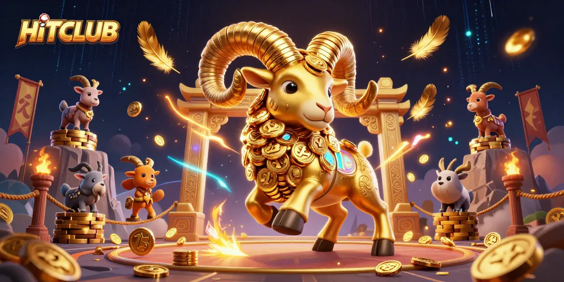 Experience the thrill of HITCLUB with a dynamic scene featuring the golden ram charging towards victory.